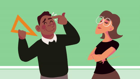 pareja de maestros en personajes de clase