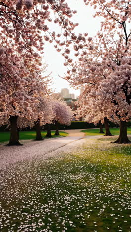 cherry blossom park pathway