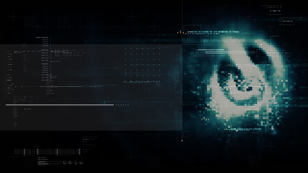 Futuristic screen display matrix, hi-tech digital data telemetry with encrypted numbers, display dynamic background for computer desktop screen display format