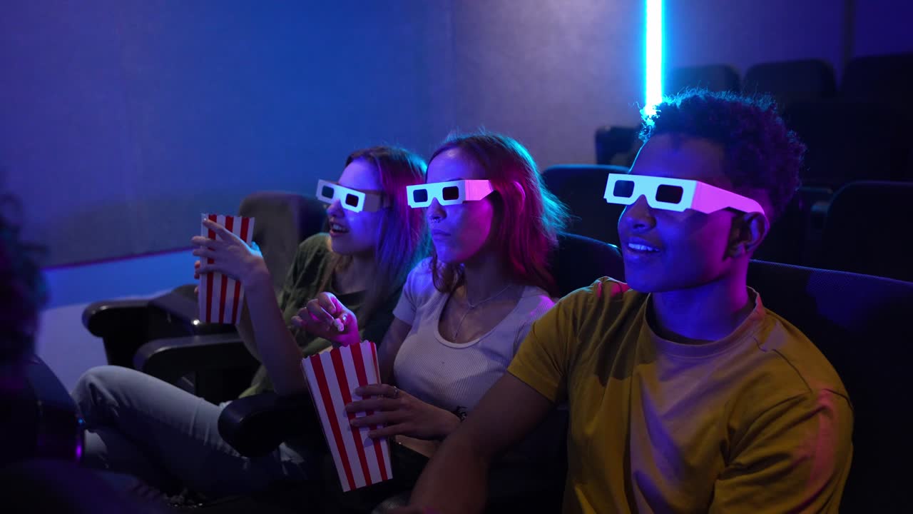 Friends watching a movie in 3D