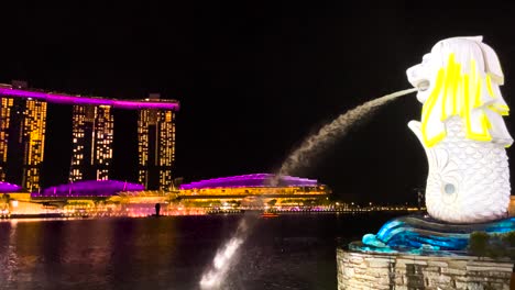 merlion park with light painting at the city