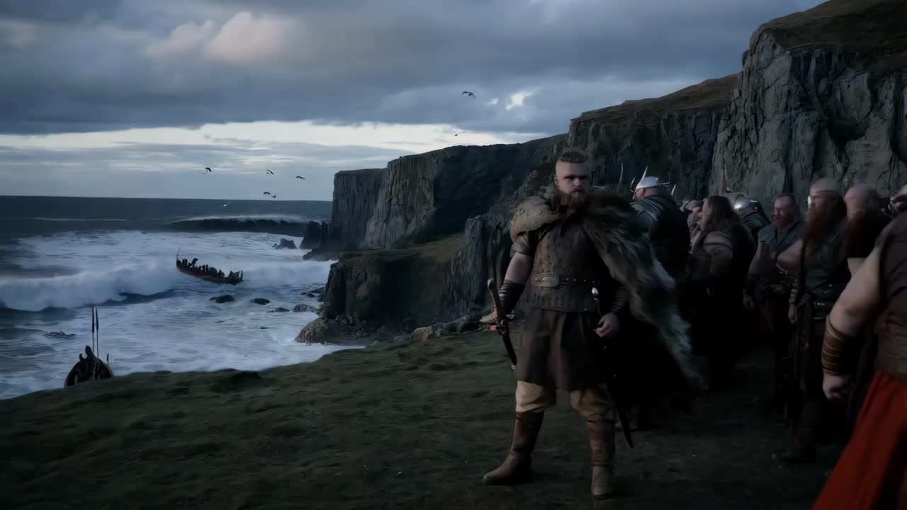 guerrero vikingo en la costa