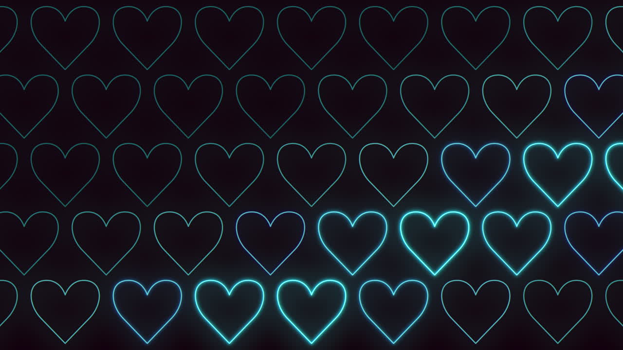 검은색과 파란색 바탕에 떠다니는 심장