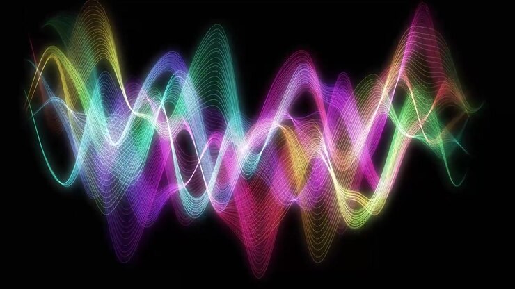 Abstract Colorful Sound Wave Visualization on Black Background