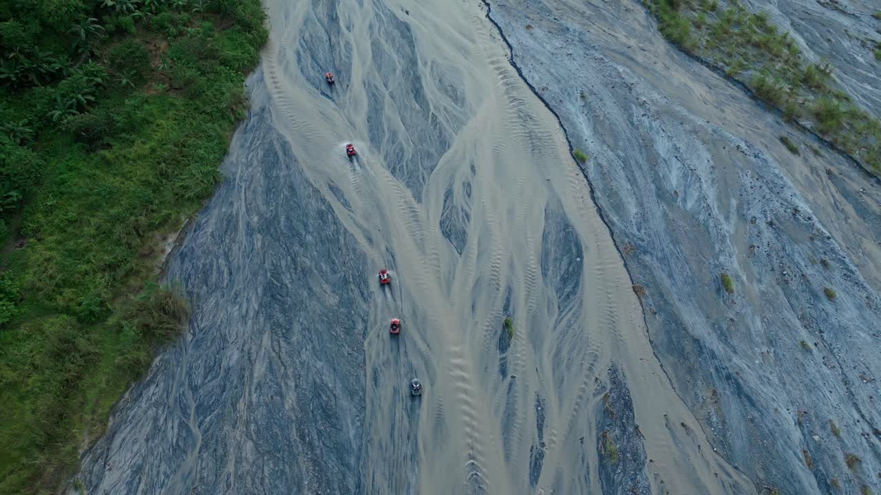 Drone shot of a group tour in the mountains of Clark Pampanga Philippines
