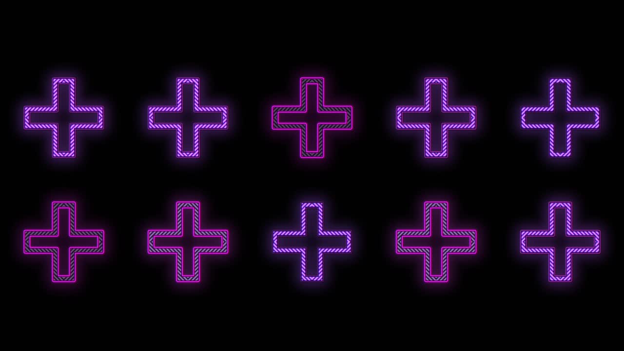 patrón de cruces con luz de neón púrpura
