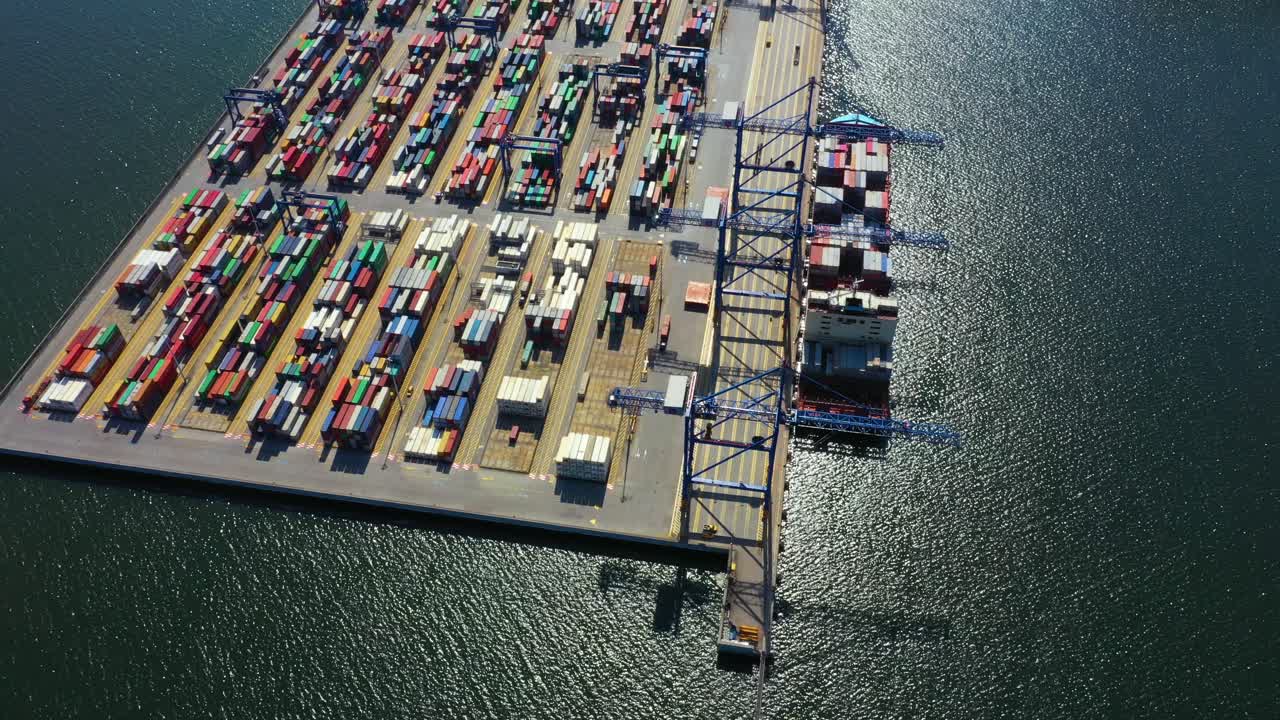 Container ship in export and import business and logistics