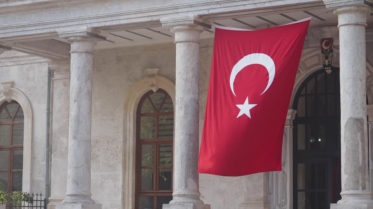 Turkish Flag Hanging on Building