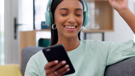 woman, music playlist and phone to dance