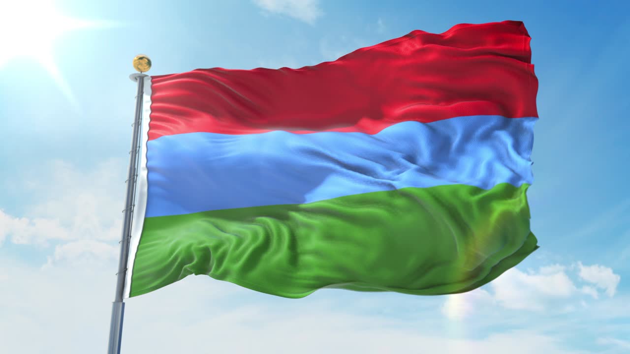 깊은 파란 하늘을 배경으로 바람에 흔들리는 카리아 발, 국가 테마, 국제 개념, 3d 렌더링, 시엄리스 루프, 4k