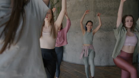 young women in dance class