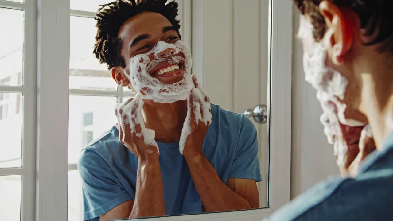 hombre lavándose la cara