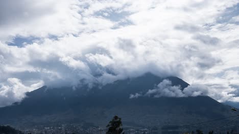 white clouds moving over the mountain peak in cayambe coca ecological reserve in napo, ecuador