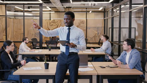 professionals in a modern office discussing ideas