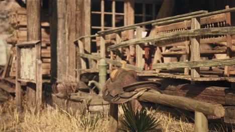 old western saloon with saddle