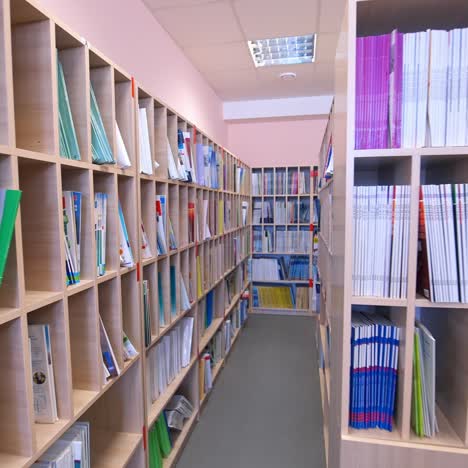 bookshelves in university library