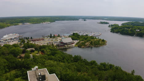 picturesque aerial view of parry sound harbour on georgian bay in the muskoka region of ontario