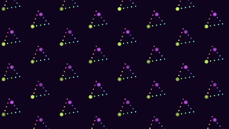 vibrant falling dots triangle pattern against a black background