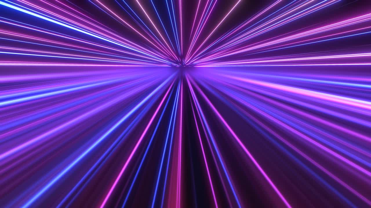 Abstract Neon Laser Line Shooting Stars Fly Above Mirror Reflection - 4K Seamless VJ Loop Motion Background Animation