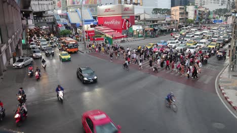 time-lapse of busy city traffic and pedestrians