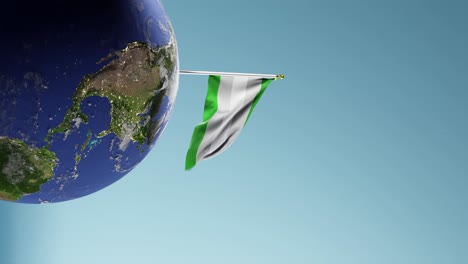 animación mundial girando con la bandera del orgullo sexual gris en la parte superior ondeando en un fondo azul 4k