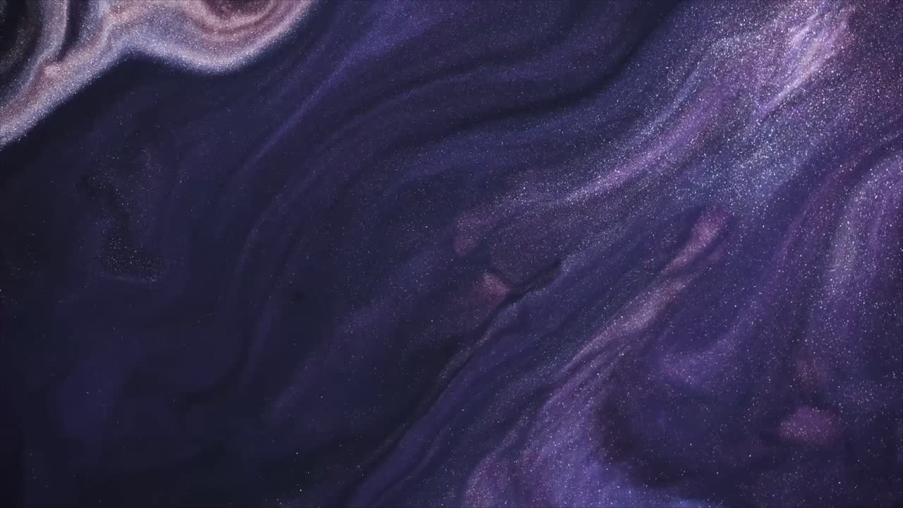 Abstract Purple Liquid with Shimmering Glitter Particles Flowing