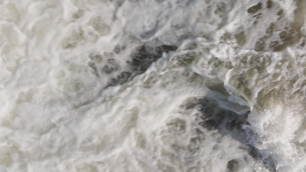 Raging waterfall in Owen Sound, Canada, captured in close-up with intense water flow