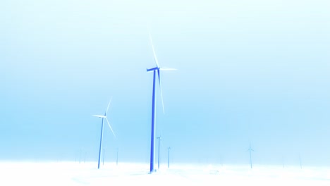 wind turbines, monochromatic colour, illustrating no heat or fossil fuel emissions from the power plant which is sustainable