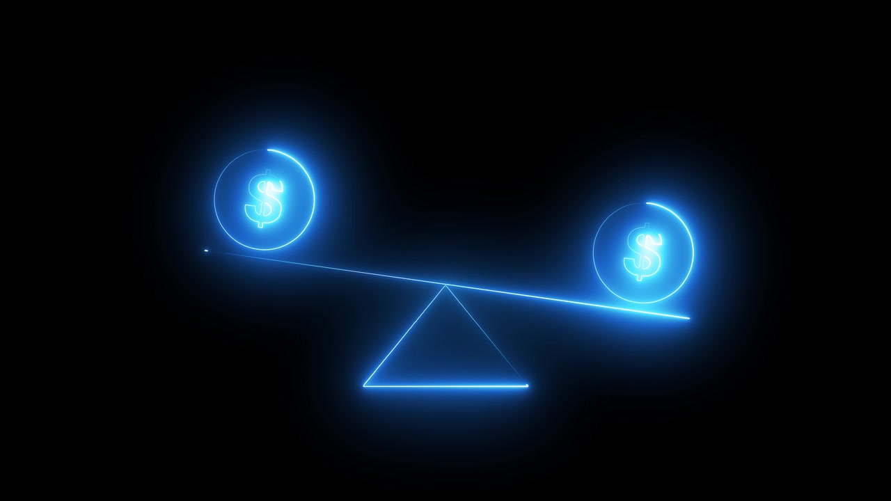 Dollar business technology up and down animation Isolated on black background