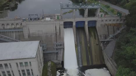 Aerial-footage-of-an-electric-station-dam