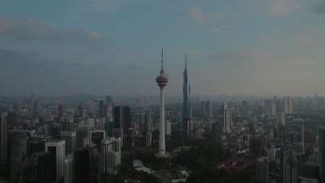 aerial view of kuala lumpur skyline with kl tower and petronas towers