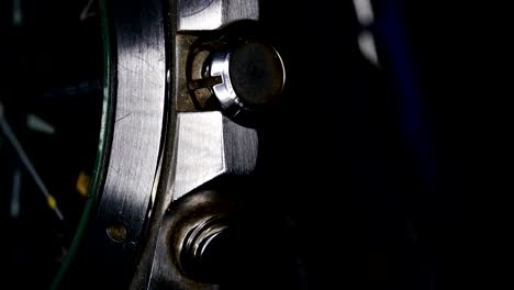 side buttons of the wrist watch on a macro shot