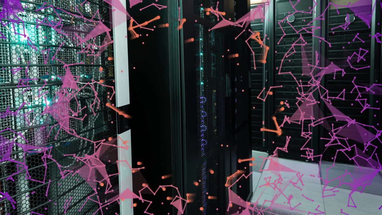 Animation of connections and data processing over computer servers