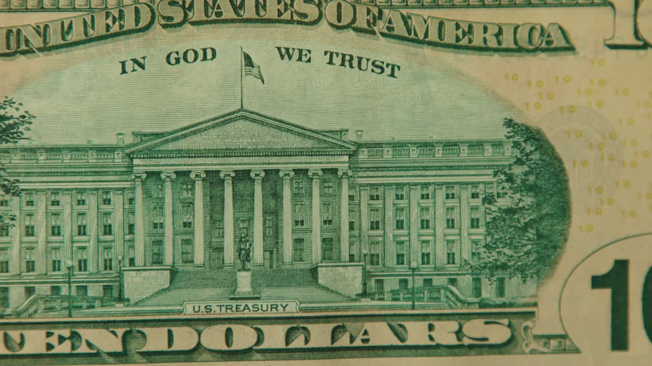 10(ten) US Dollar bill close up, macro