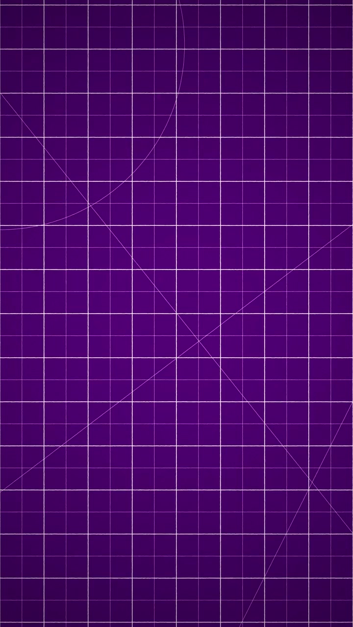 Animated White Lines Drawing Geometric Shapes on a Purple Grid Background