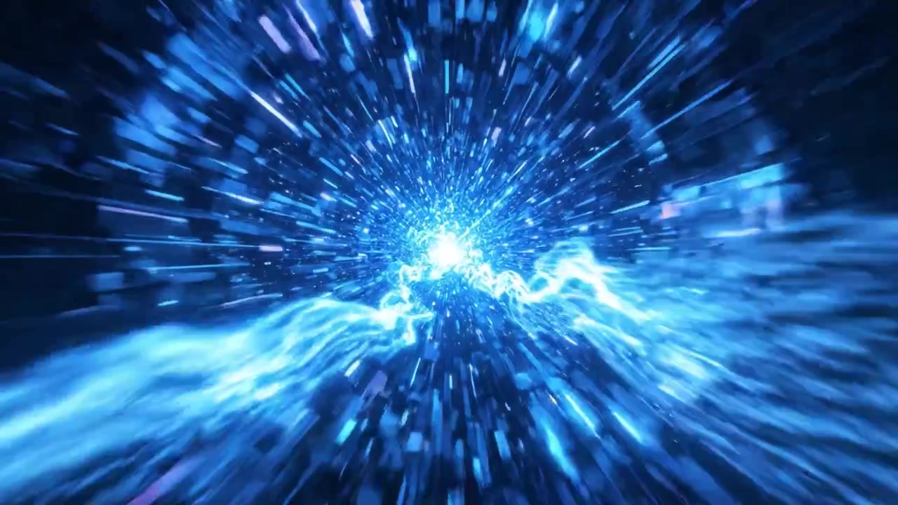 An Enthralling Journey Through an Electric Hyperspace, Capturing the Essence of a High-Speed Warp Travel Experience in a Vivid, Luminous Environment