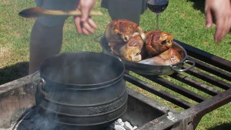 cooking in the pootjie on the fire