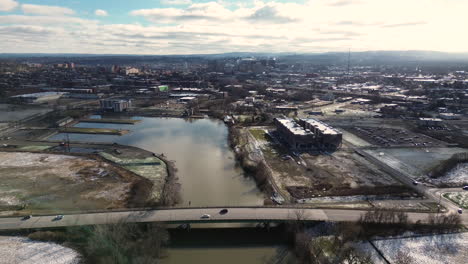 winter aerial of syracuse new york