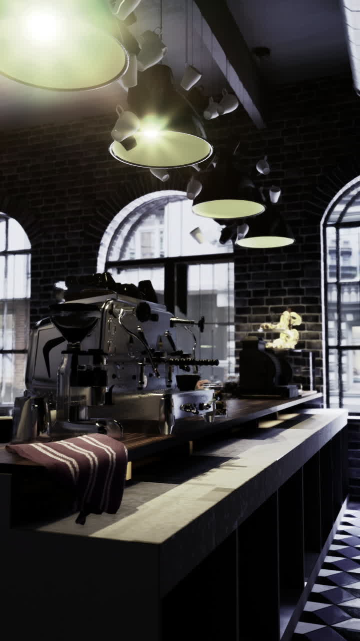 Modern cafe interior with unique design and inviting atmosphere