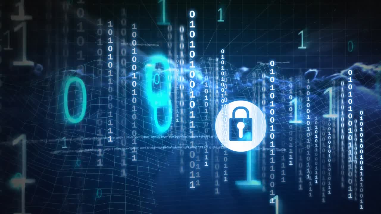 Digital animation of binary technology code 4k