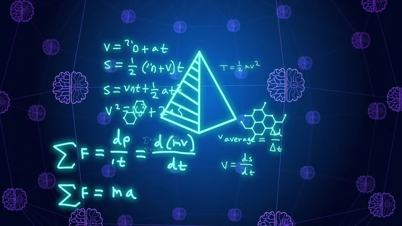 Animation of scientific data processing and ai icons