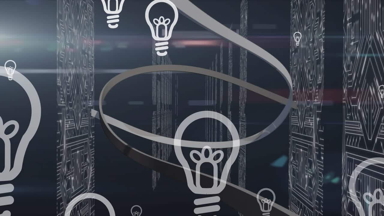 Animation of lightbulb icons over server room