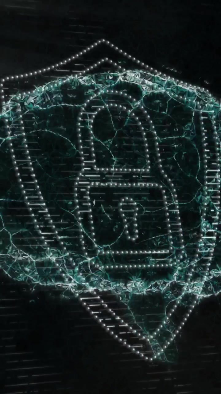 Animation of shield with padlock icon over digital brain on black background