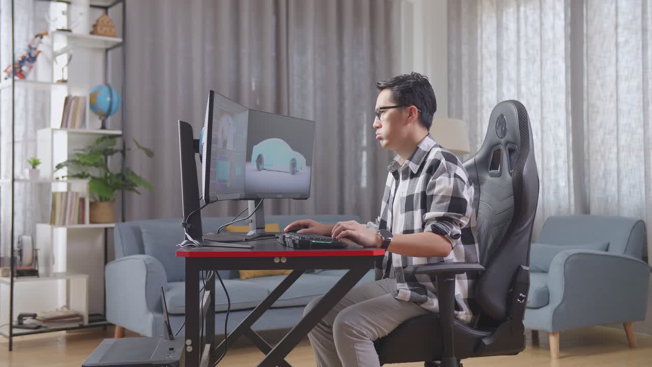 persona que trabaja en una computadora en una oficina en el hogar