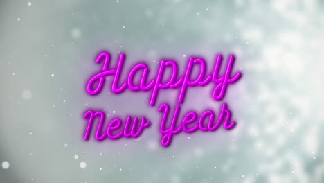 animación de feliz año nuevo sobre fondo gris con puntos