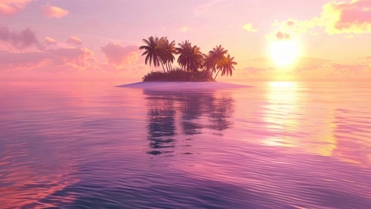 Tramonto vibrante su un'isola tropicale nell'oceano