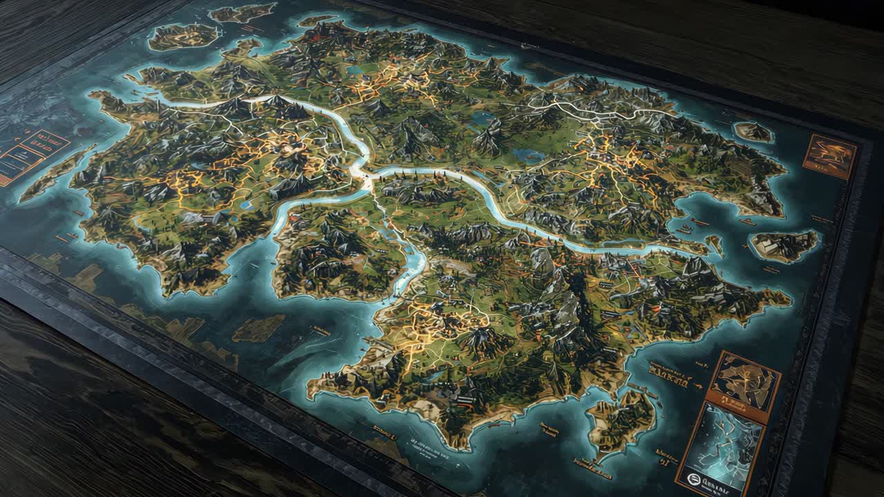 Aerial View of a Detailed Map