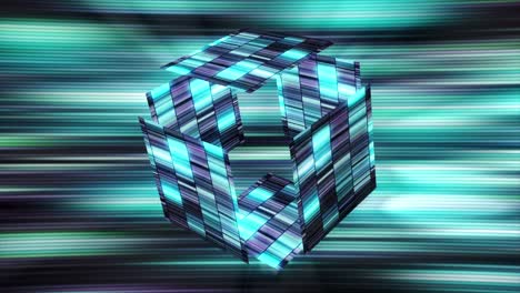 abstract 3d cube with glowing lines and blue background