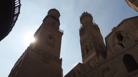 low angle view of islamic qalawun complex. cairo in egypt