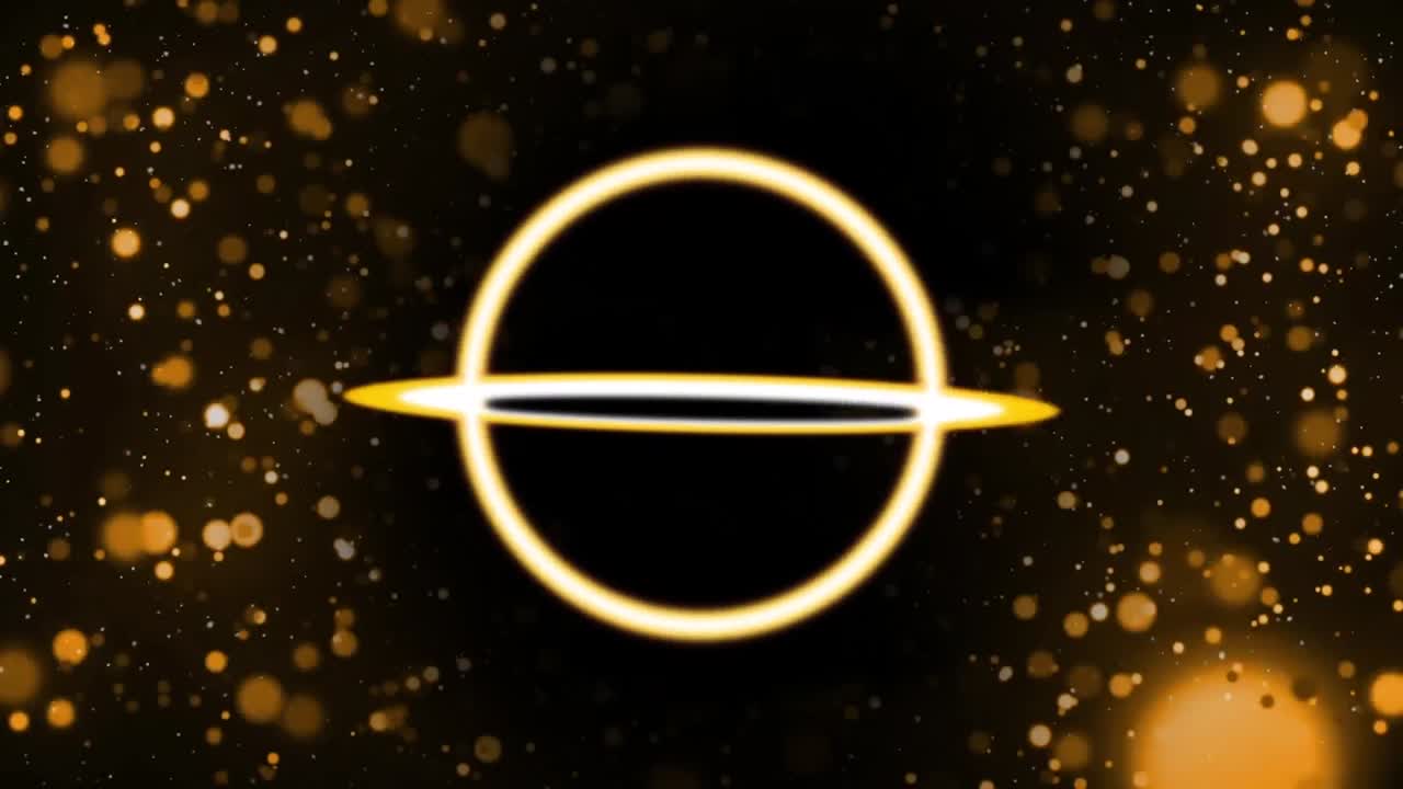 animación de círculos sobre fondo negro con puntos amarillos